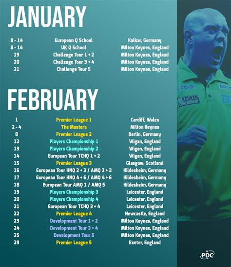 2024 Darts Calendar .